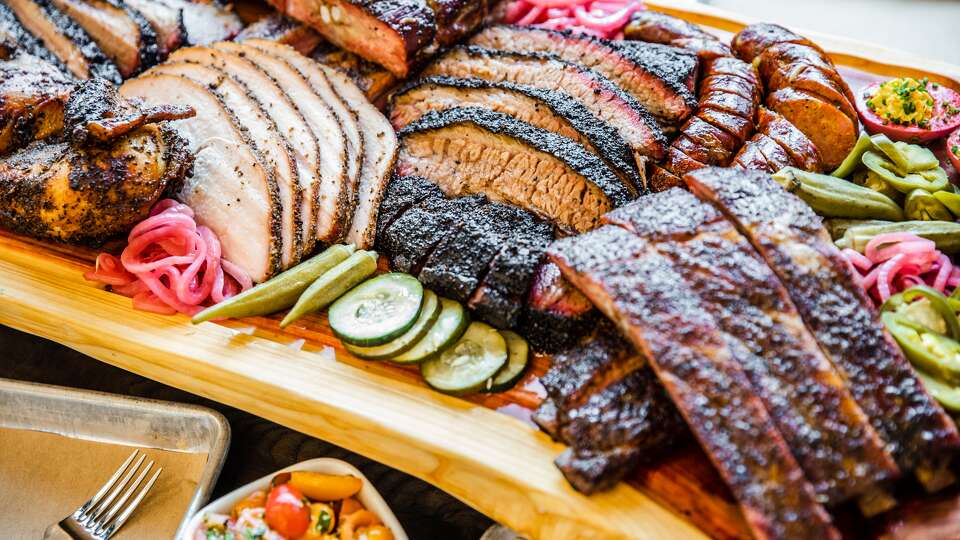 Barbecue spread at J-Bar-M Barbecue in Houston, one of four Houston-area barbecue restaurants on Texas Monthly's new list of 25 Best New BBQ Joints in Texas.