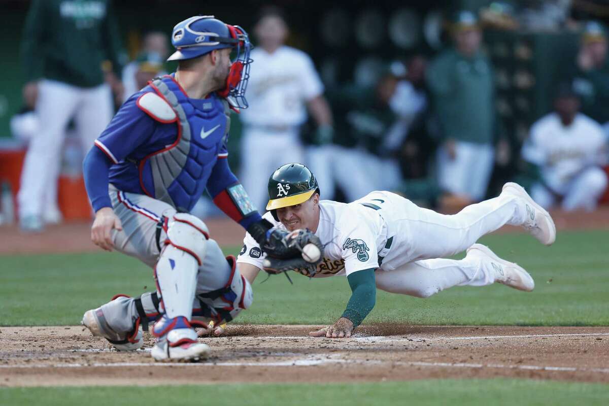JJ Bleday of the Oakland Athletics bats against the Texas Rangers in  News Photo - Getty Images