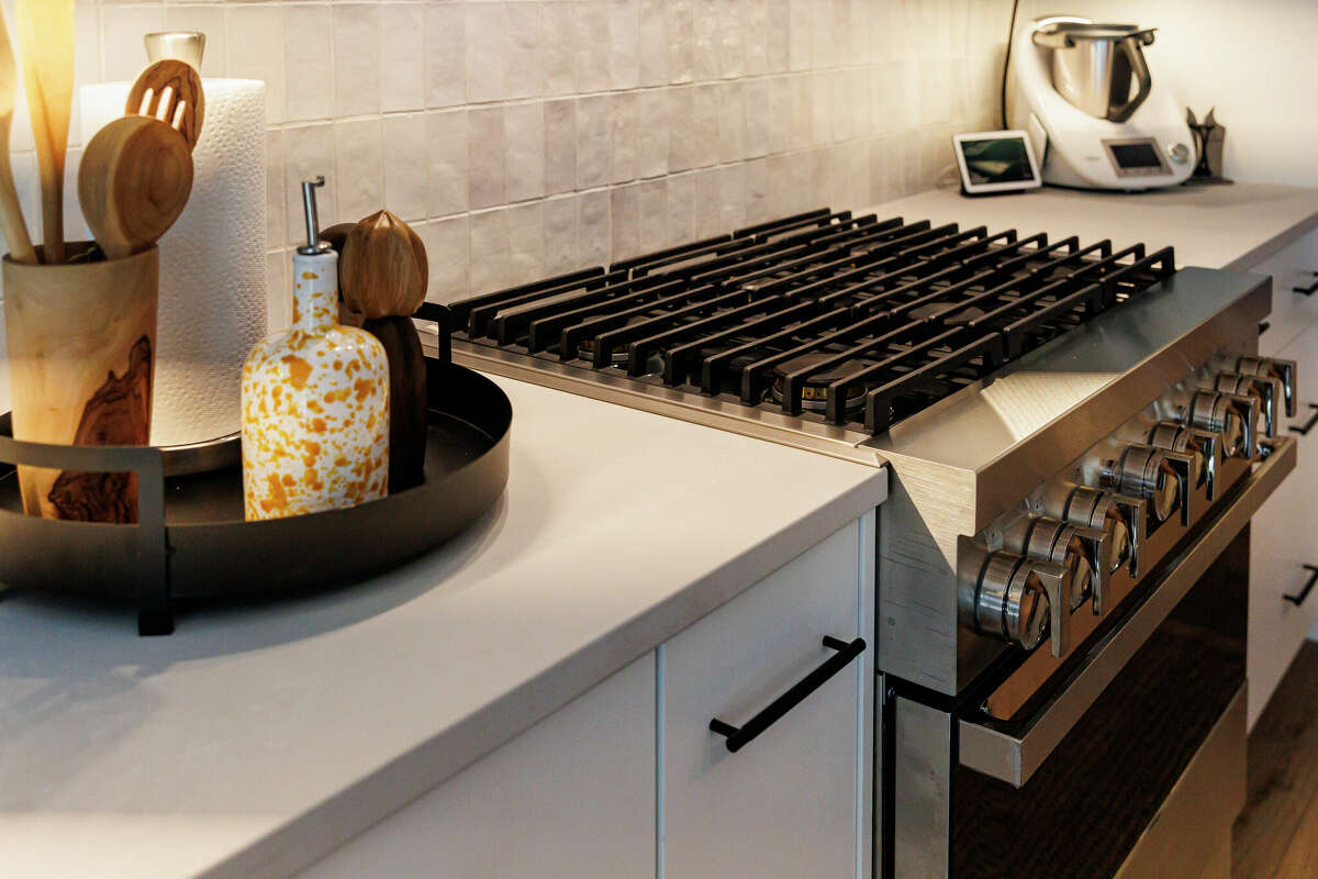 Volk uses the large, six-burner stove to cook for his young daughters, often making pancakes for breakfast and pizza for dinner.