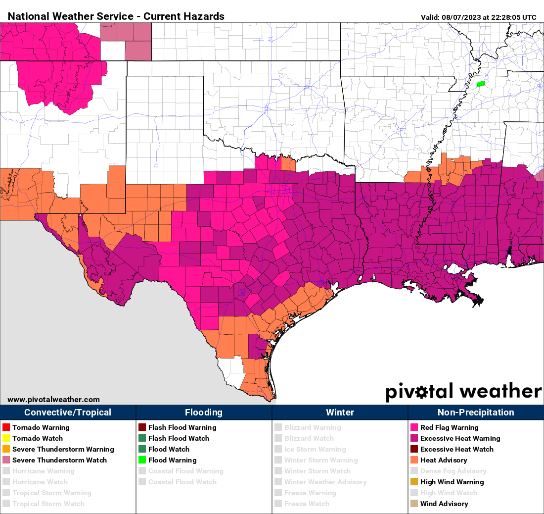 Red Flag Warning, Wind Advisory and Excessive Heat Warning