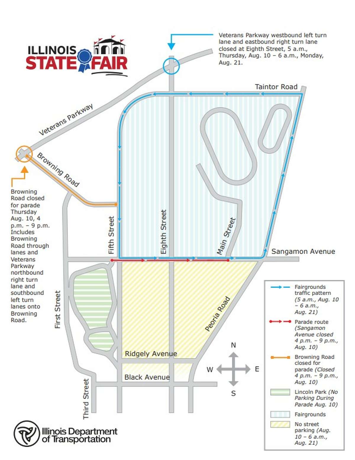 Springfield traffic pattern will change during Illinois State Fair