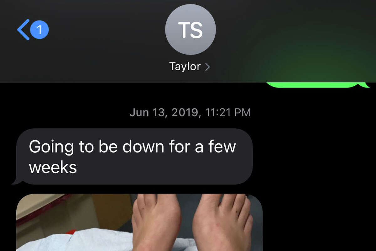 A screenshot of messages between Taylor Soetje and her boss on June 13, 2019. Soetje was in the hospital after being mauled by a dog at the Santa Clara location.