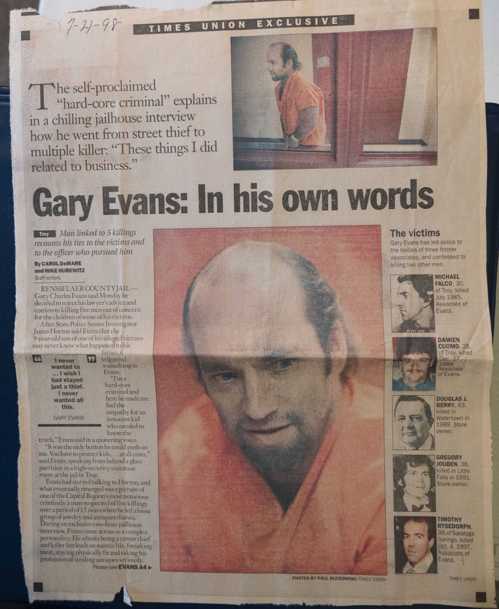 Gary Evans speaks to the Times Union