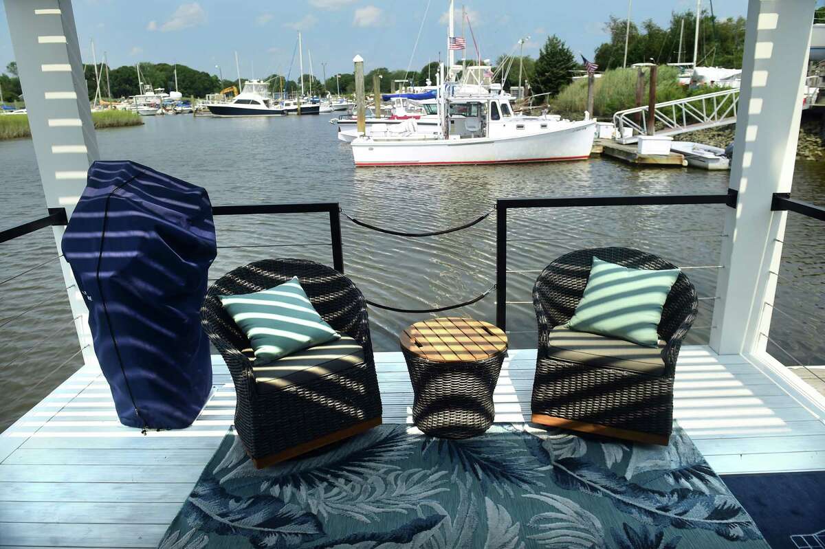 See houseboat living at Clinton Harborside Marina