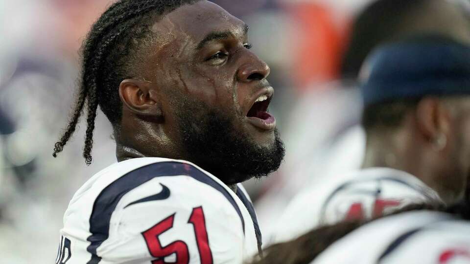 Houston Texans defensive end Will Anderson Jr. (51) is seen during the first half of a NFL pre-season game at Gillette Stadium, Thursday, Aug. 10, 2023 in Foxborough, Mass.