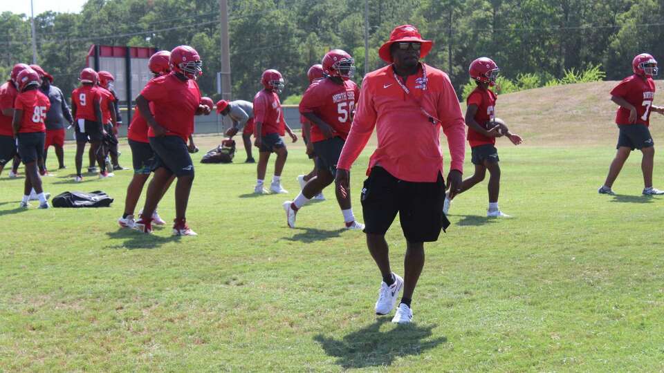 North Shore coach Willie Gaston at practice during fall camp.