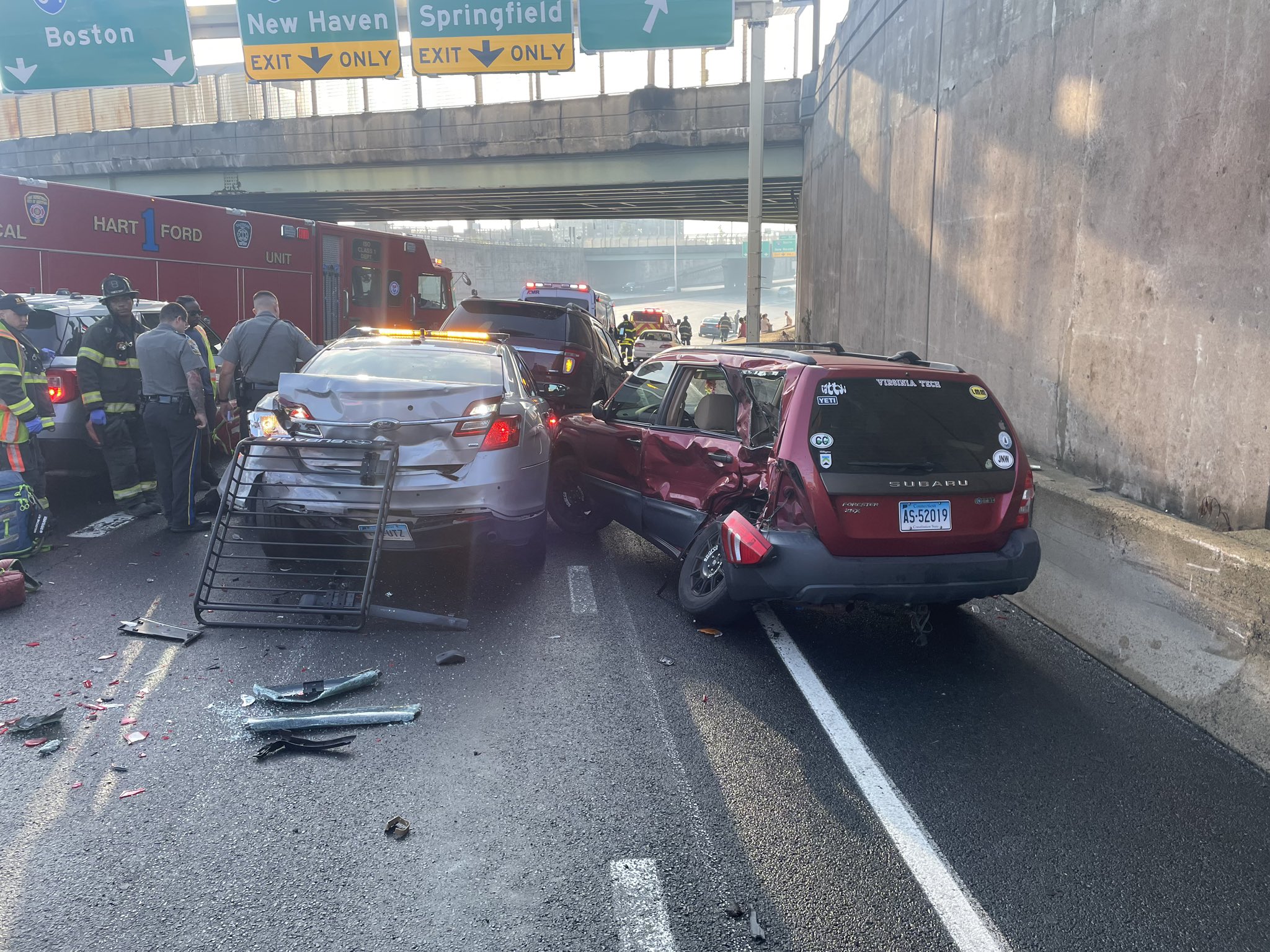 Police: CT State Trooper Injured After Cruiser Was Rear-ended On I-84