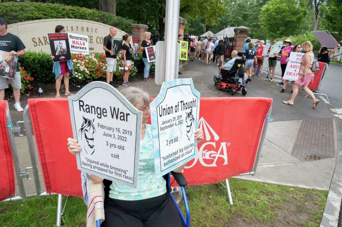 Photos Protest of horse deaths at Saratoga Race Course