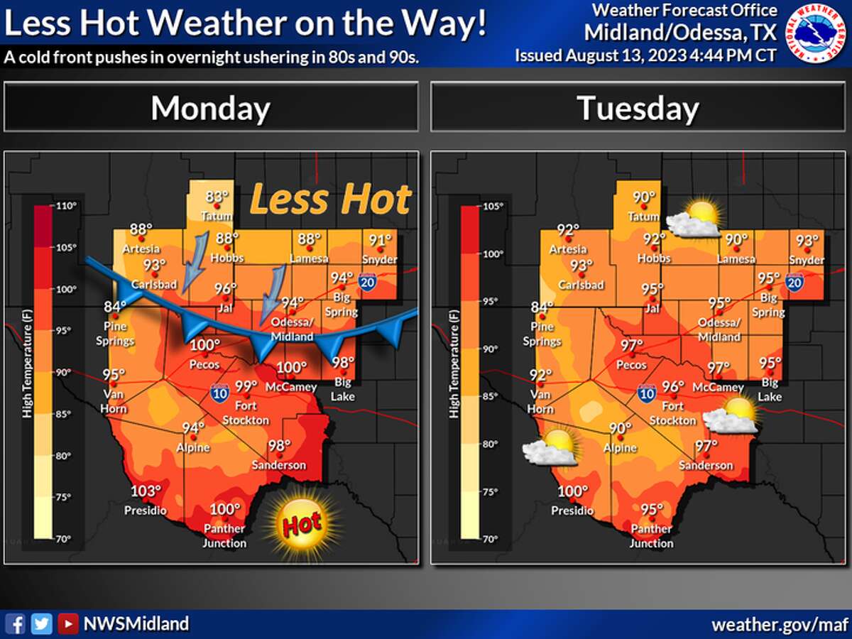 National Weather Service Cooler highs coming to Midland