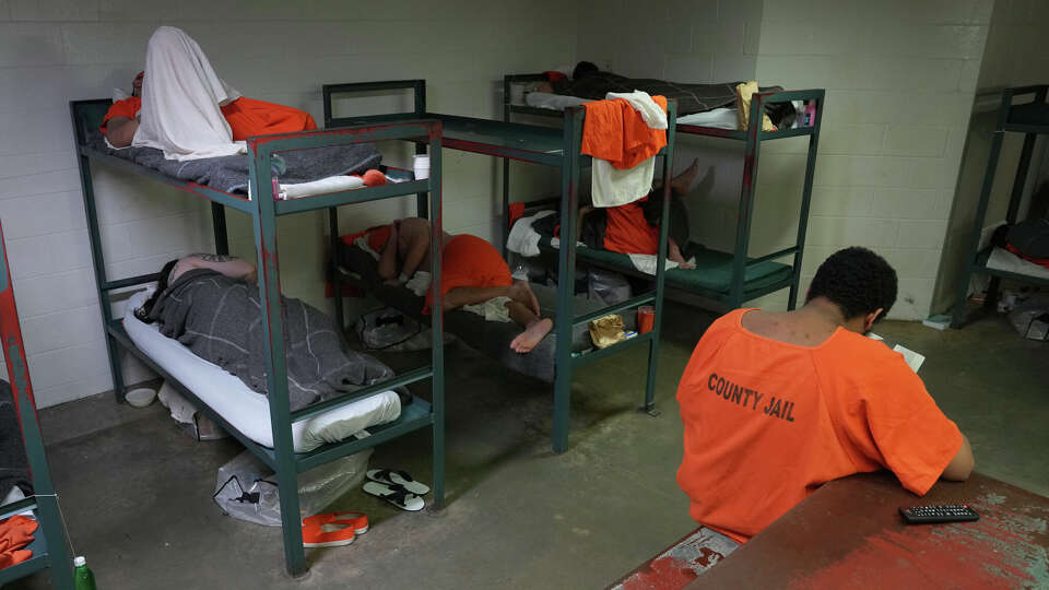 Inmates are seen inside the Harris County Jail on Friday, Sept. 30, 2021, in Houston. ( Sharon Steinmann / Houston Chronicle )