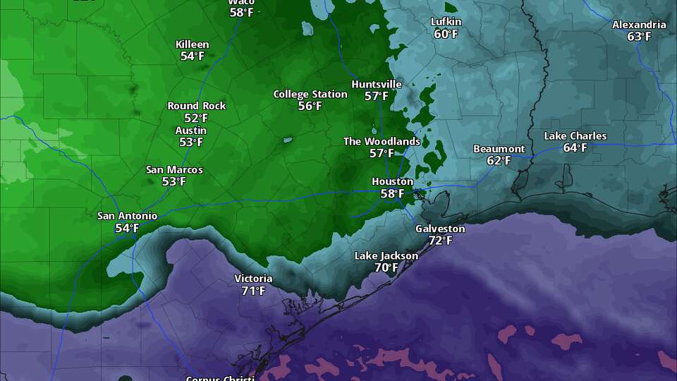 Dew point temperatures could drop into the 50s briefly Wednesday afternoon, especially along and north of I-10.