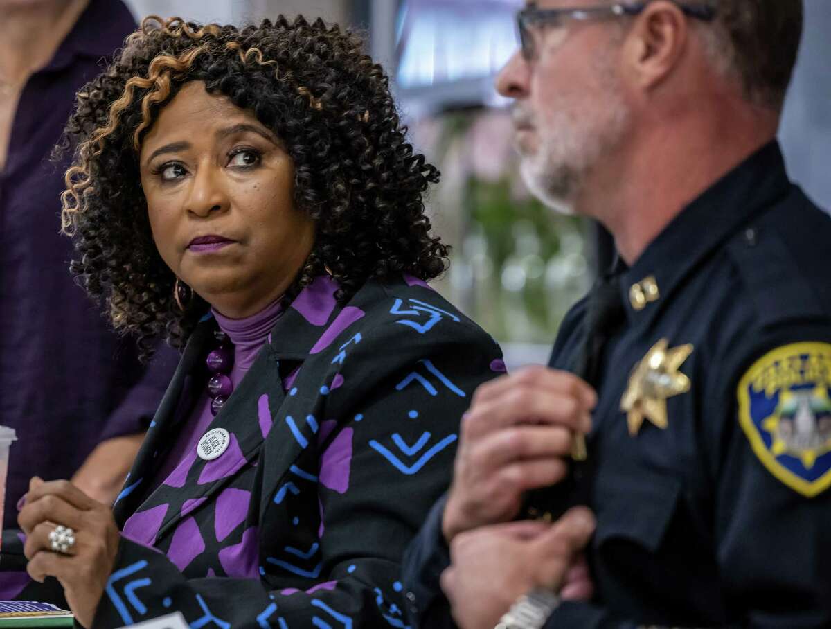 Opponents of Alameda County District Attorney Pamela Price, left, were permitted to begin collecting tens of thousands of signatures needed to put a potential recall measure on the ballot. 