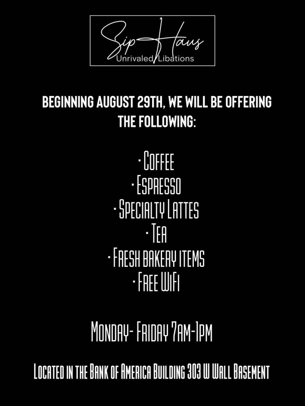 Sip Haus will offer a coffee popup starting Aug. 29