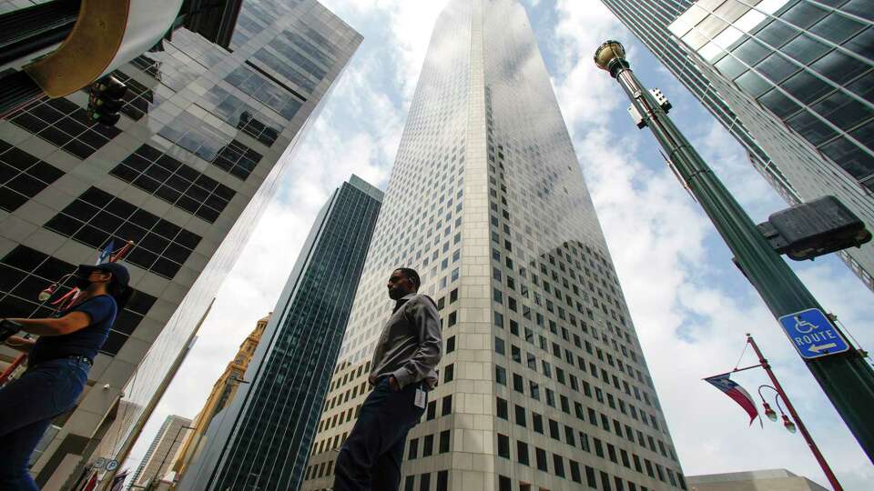 The JPMorgan Chase Tower, formerly Texas Commerce Tower at 600 Travis Street is shown on Wednesday, April 26, 2023 in Houston. The building is a 75-story skyscraper.