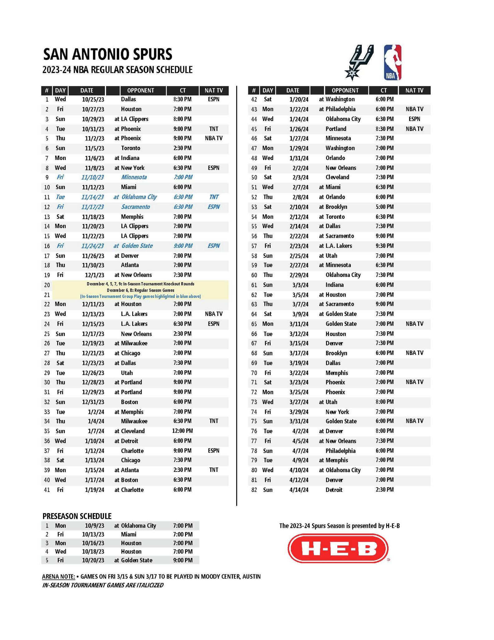 NBA Schedule - 2023-24 Season - ESPN