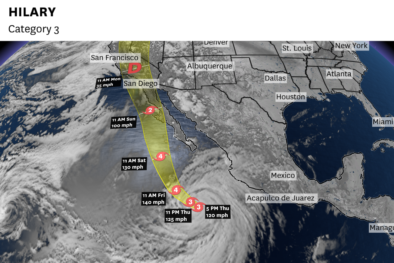 Hurricane Hilary is headed to California. See the path, impact predictions