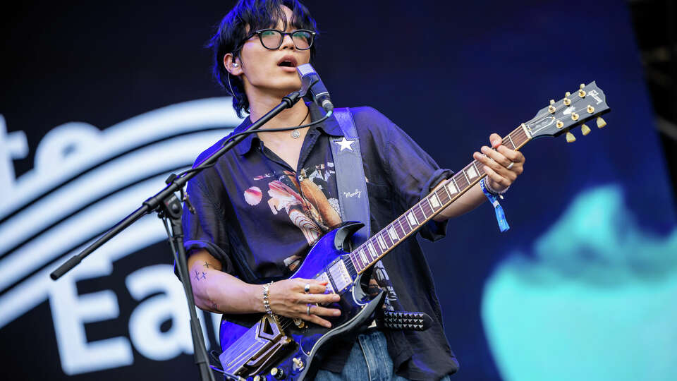 Daniel Kim of Wave To Earth performs at Pentaport Rock Festival on August 06, 2023 in Seoul, South Korea.