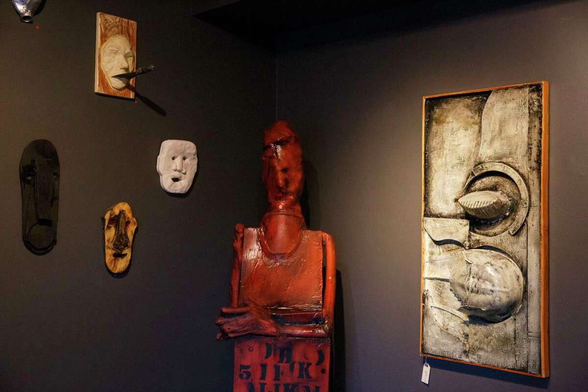 Tyler James Hoare’s art is displayed at the memorial service at Compound Gallery in Emeryville.