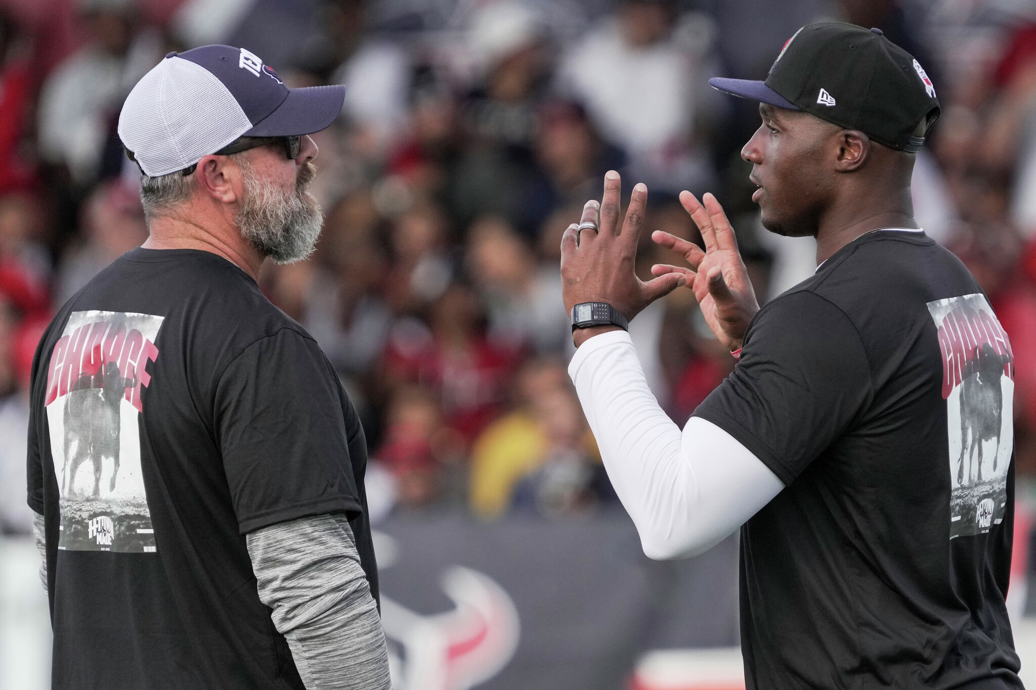 Texans defensive coordinator Matt Burke calling plays during preseason:  'Been running fairly smoothly'