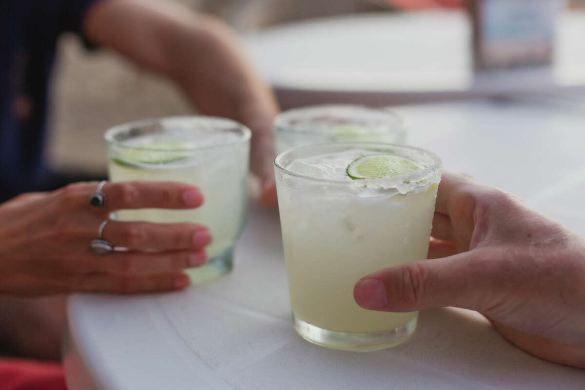Three margaritas with salt and lime