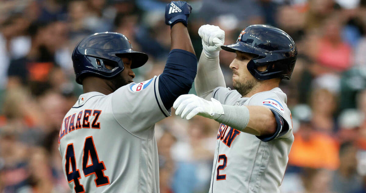 Akil Baddoo of the Detroit Tigers celebrates after hitting a home