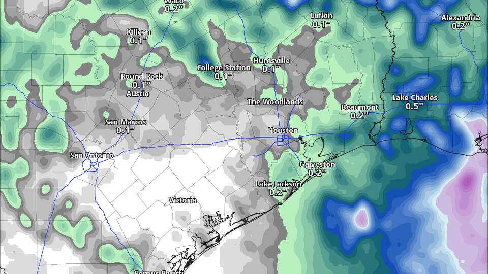 A front will result in widespread showers and storms across Southeast Texas through Tuesday. Rainfall totals will remain mostly light, but a few downpours are expected to bring beneficial rain to drought-stricken areas of the region.