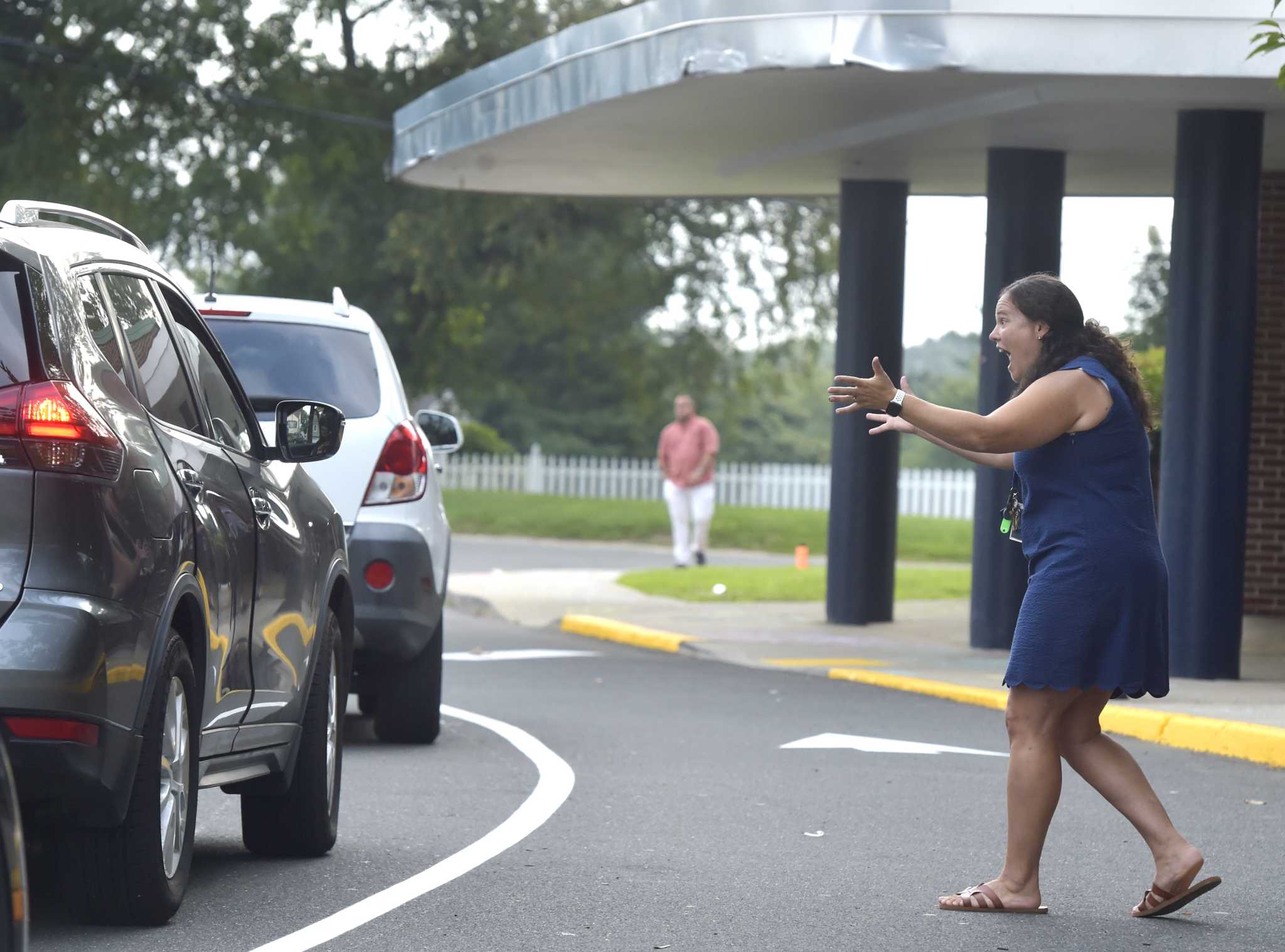 Nathan Hale Middle School in Norwalk students on first day