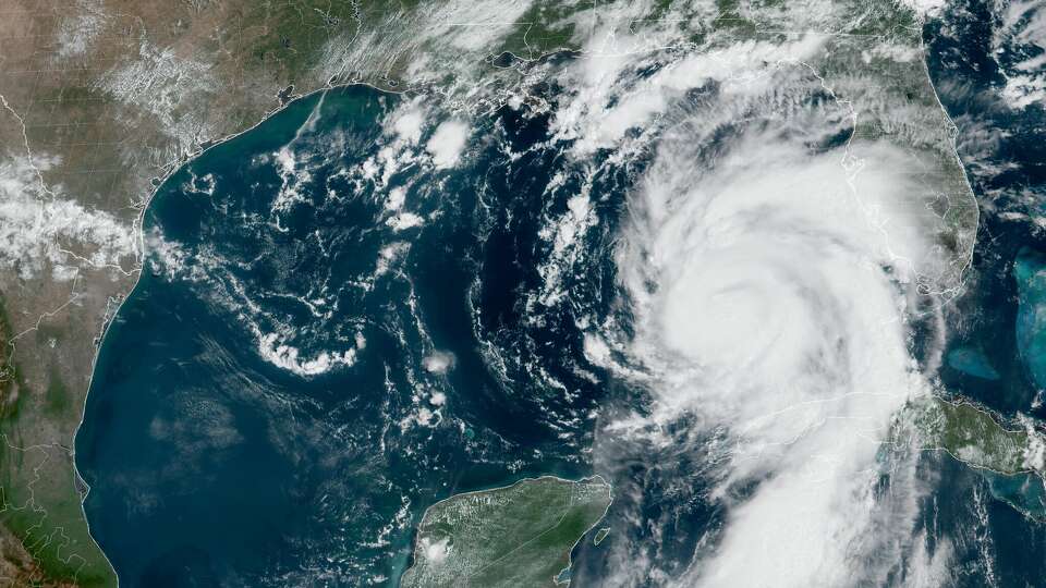 Hurricane Idalia as seen from the Geostationary Operational Environmental Satellite, or GOES, on Tuesday, Aug. 29. Idalia is forecast to become a major hurricane before making landfall along Florida's Gulf Coast Aug. 30. 