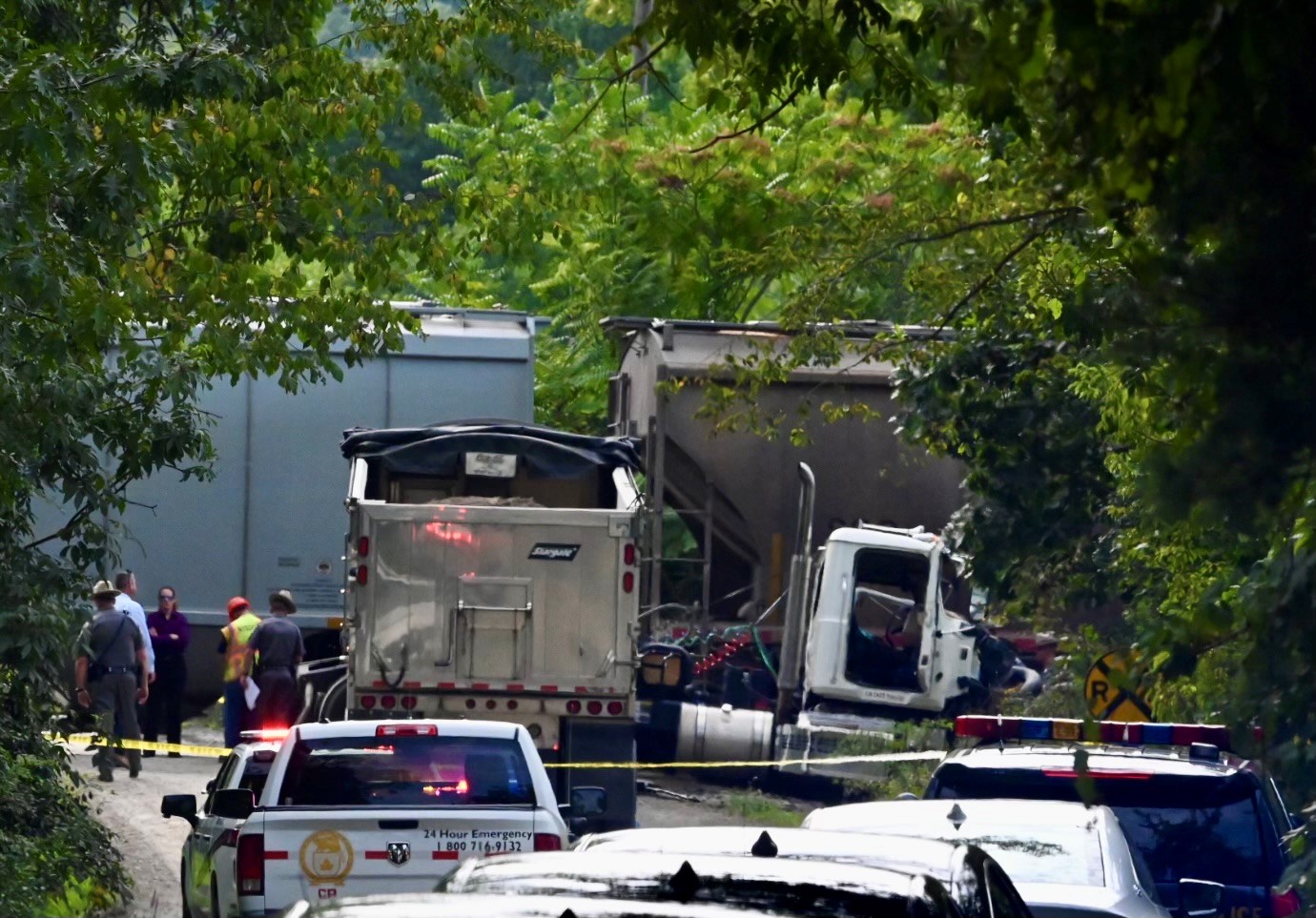 Collision of train, semi sends driver to hospital