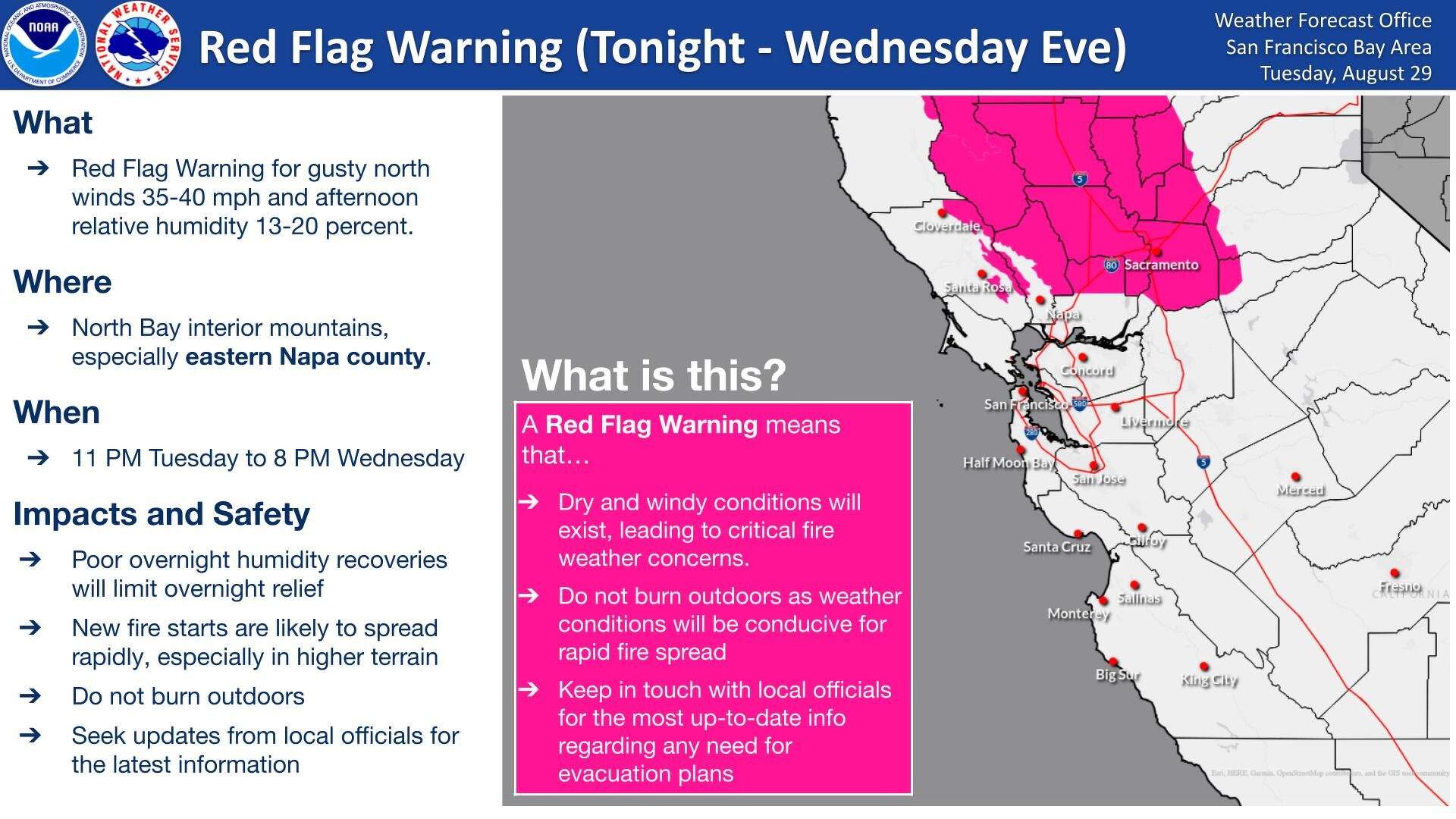 California wildfires: Bay Area will be under a red flag warning