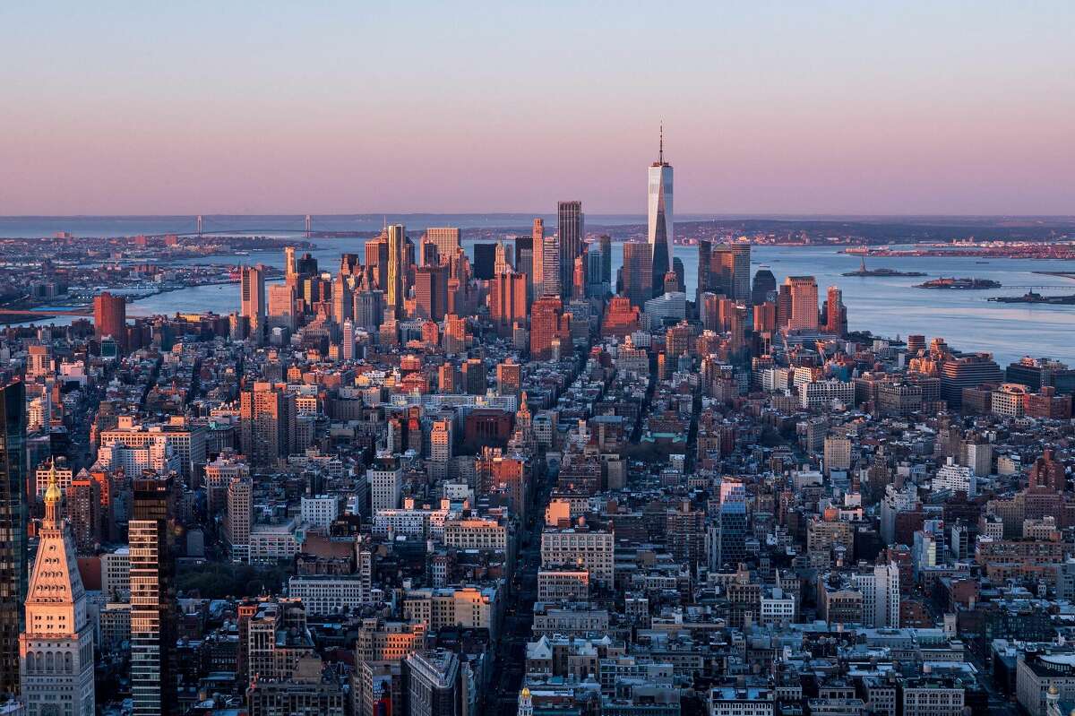 new york skyline sunrise