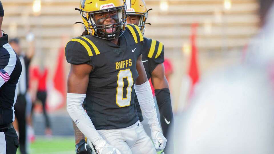 Fort Ben Marshall's William Mitchell (0) celebrates after scoring a touchdown against Crosby Friday, Sep. 1, 2023 in Missouri City.