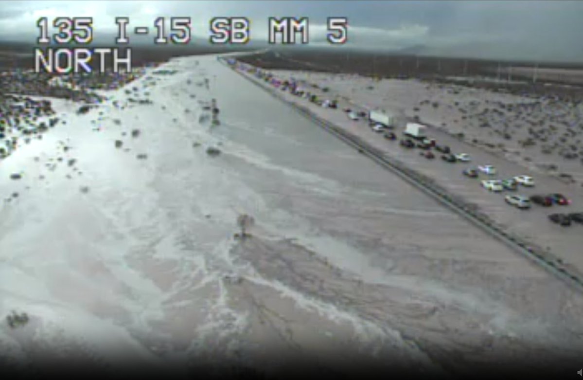 Flood engulfs California’s I-15, temporarily closing artery from Vegas