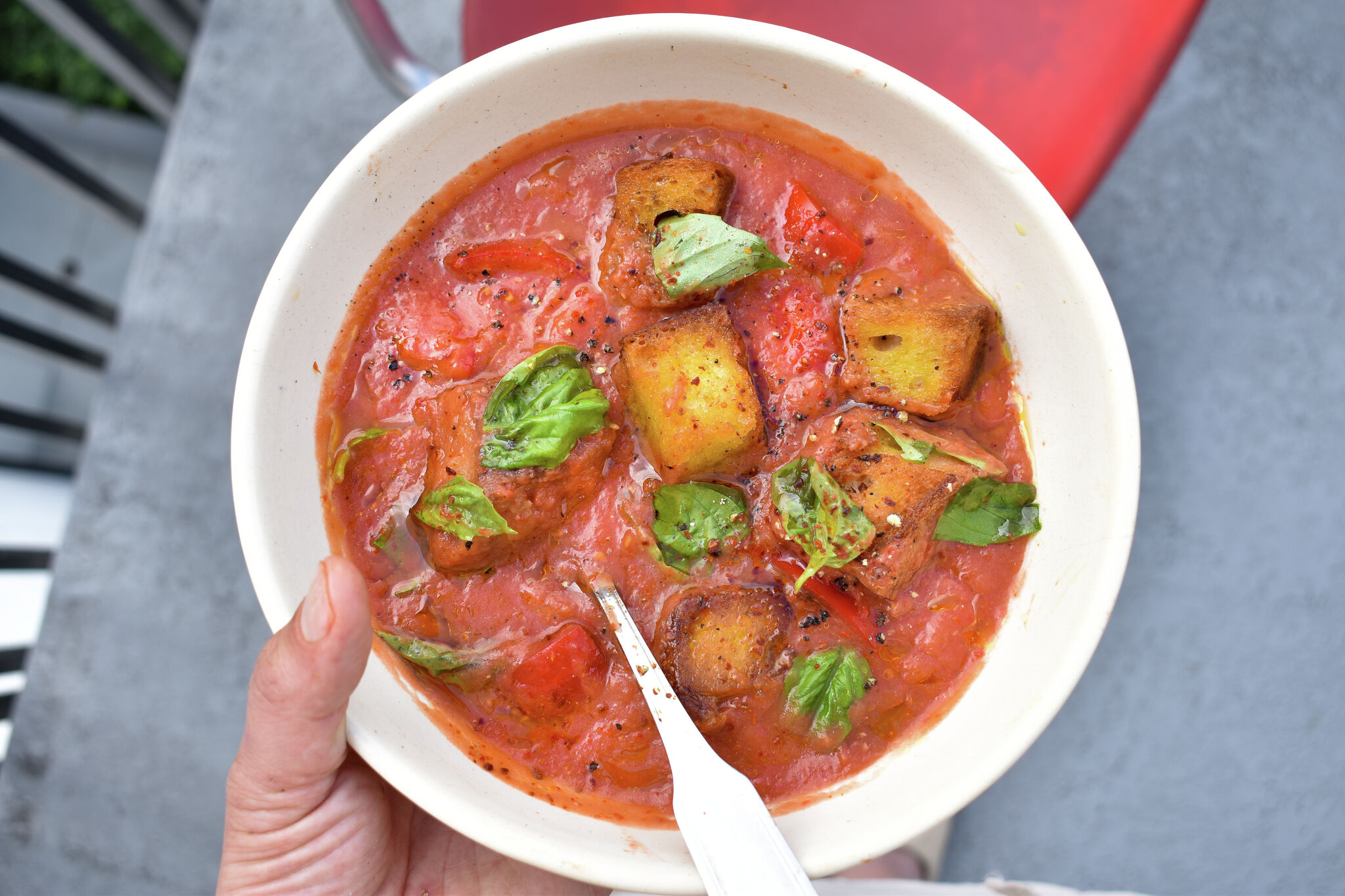 Recipe: Lazy Early Girl Tomato Gazpacho With Big Croutons