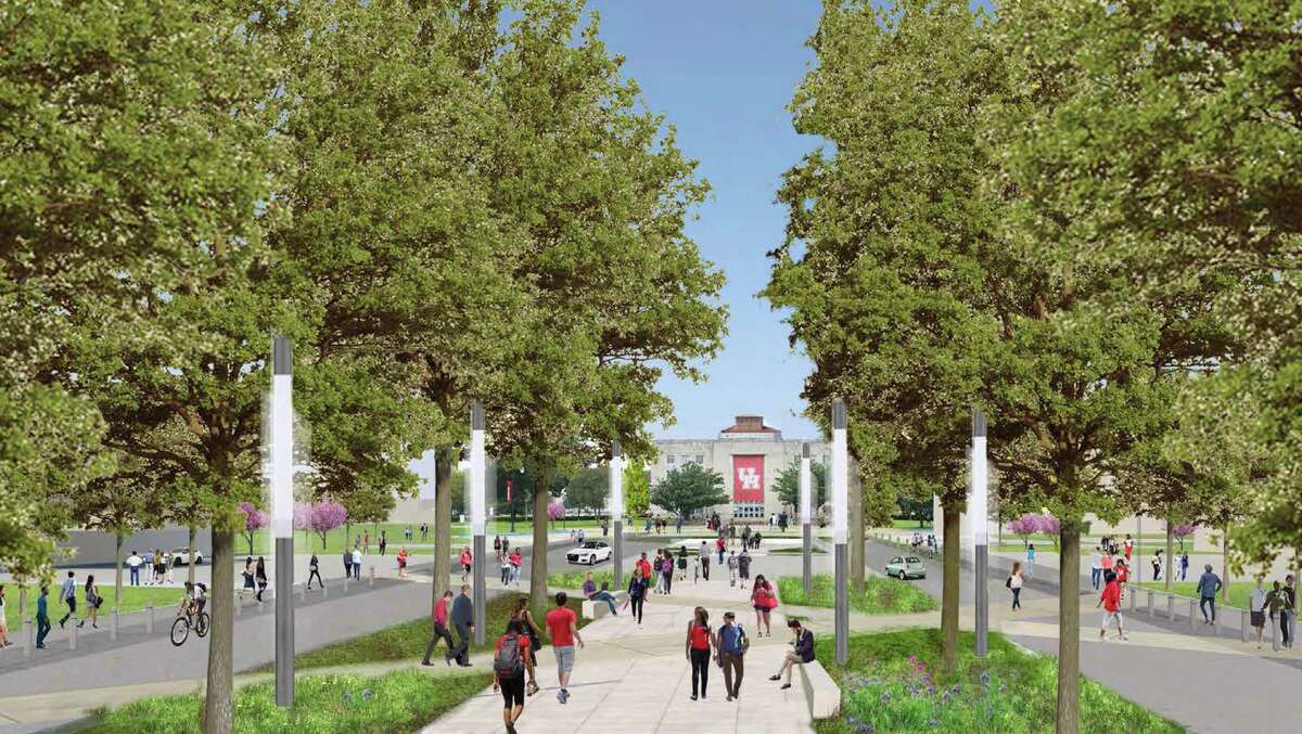 University Drive will be lined with trees as part of a new design project for the University of Houston's centennial celebration in 2027.