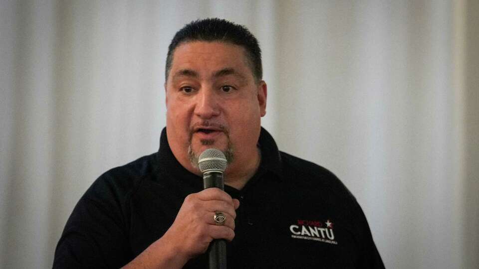 Richard Cantu, a Houston City Council candidate, speaks during a candidate forum Tuesday, Sept. 5, 2023, at The Gardens Houston in Houston.