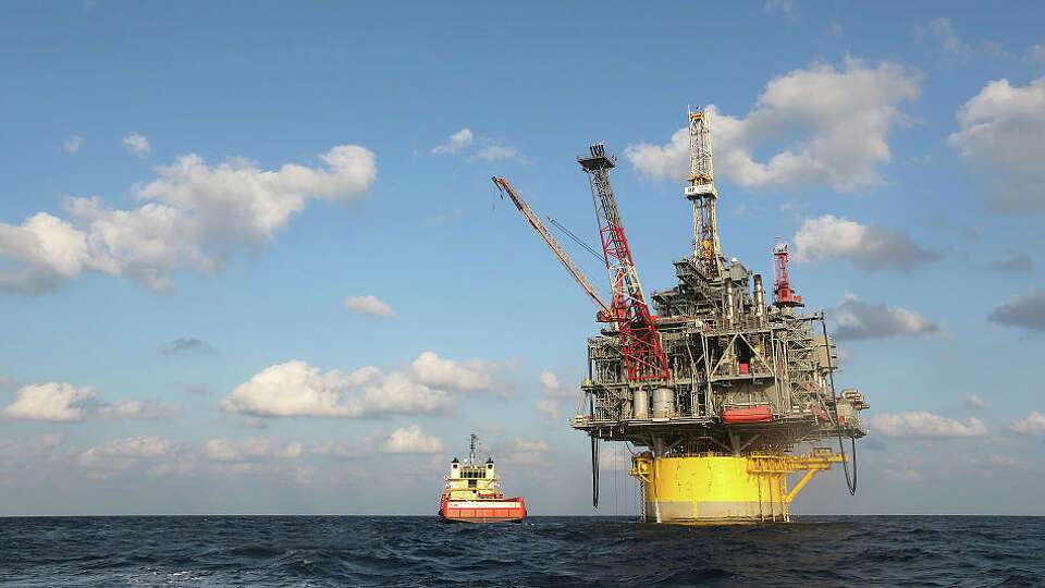 In about 8,000 feet of water, Shell's Perdido offshore drilling and production platform is the world's deepest offshore rig. Shown in this 2012 photo, it is located in the Gulf of Mexico 200 miles southwest of Houston, Texas. (Photo by Gary Tramontina) (Photo by Gary Tramontina/Corbis via Getty Images)