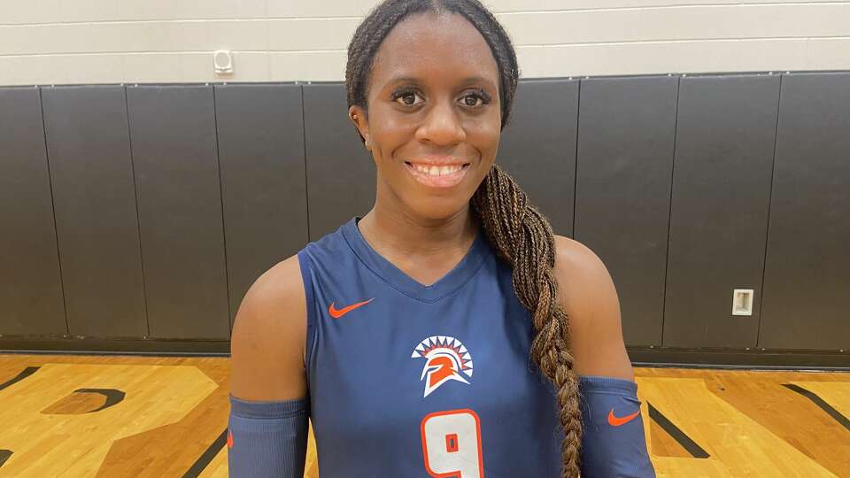 Seven Lakes senior Temi Sam-Olibale had a game-high 17 kills to lead the Spartans to a 3-0 sweep of Jordan in District 19-6A play at Jordan High on Tuesday evening.