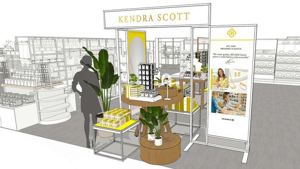 This rendering shows the design of the in-store shopping experience for Kendra Scott at Target in Katy.