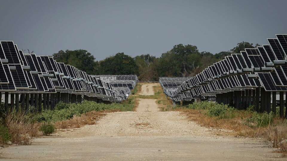 Heat waves rise as the sun beats down on a solar array Tuesday, Sept. 12, 2023, at the Blue Jay solar and storage plant in Iola.