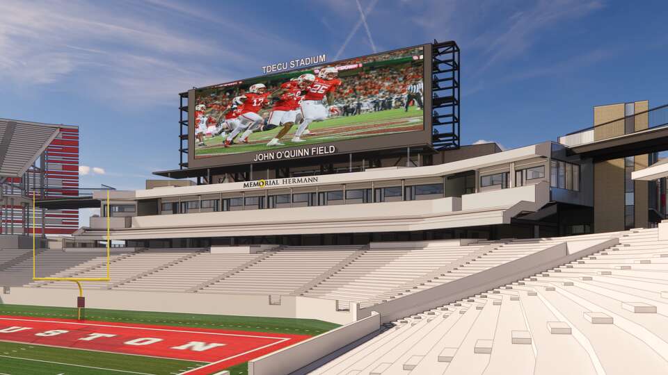 An updated rendering of UH's Memorial Hermann Football Operations Center, a $130 million football facility that will begin construction at the end of the football season. 