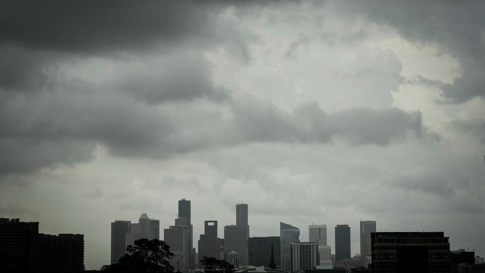 After a couple months with very little rainfall, Houston finally received significant rain over the last week. Pictured is a stormy Houston skyline in May 2022.