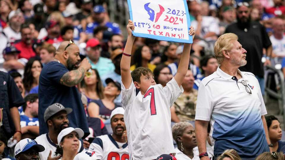 Houston Texans fans watch from the stands during the second half an NFL football game Sunday, Sept. 17, 2023, in Houston.