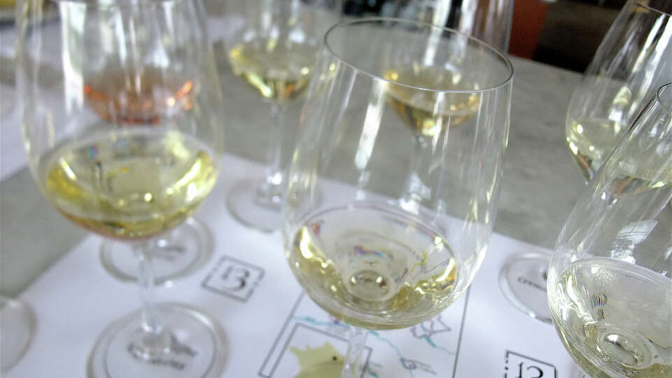Tasting array for a champagne class at 13 Celsius. The wine bar has been named in one of America's Top 10 Places to Drink Champagne.