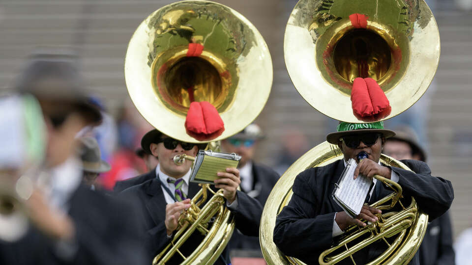 Rice's Marching Owl Band performs prior to their game with the Louisiana Tech Bulldogs in a Conference USA football game on Saturday, October 28, 2017 at Rice Stadium in Houston Texas.