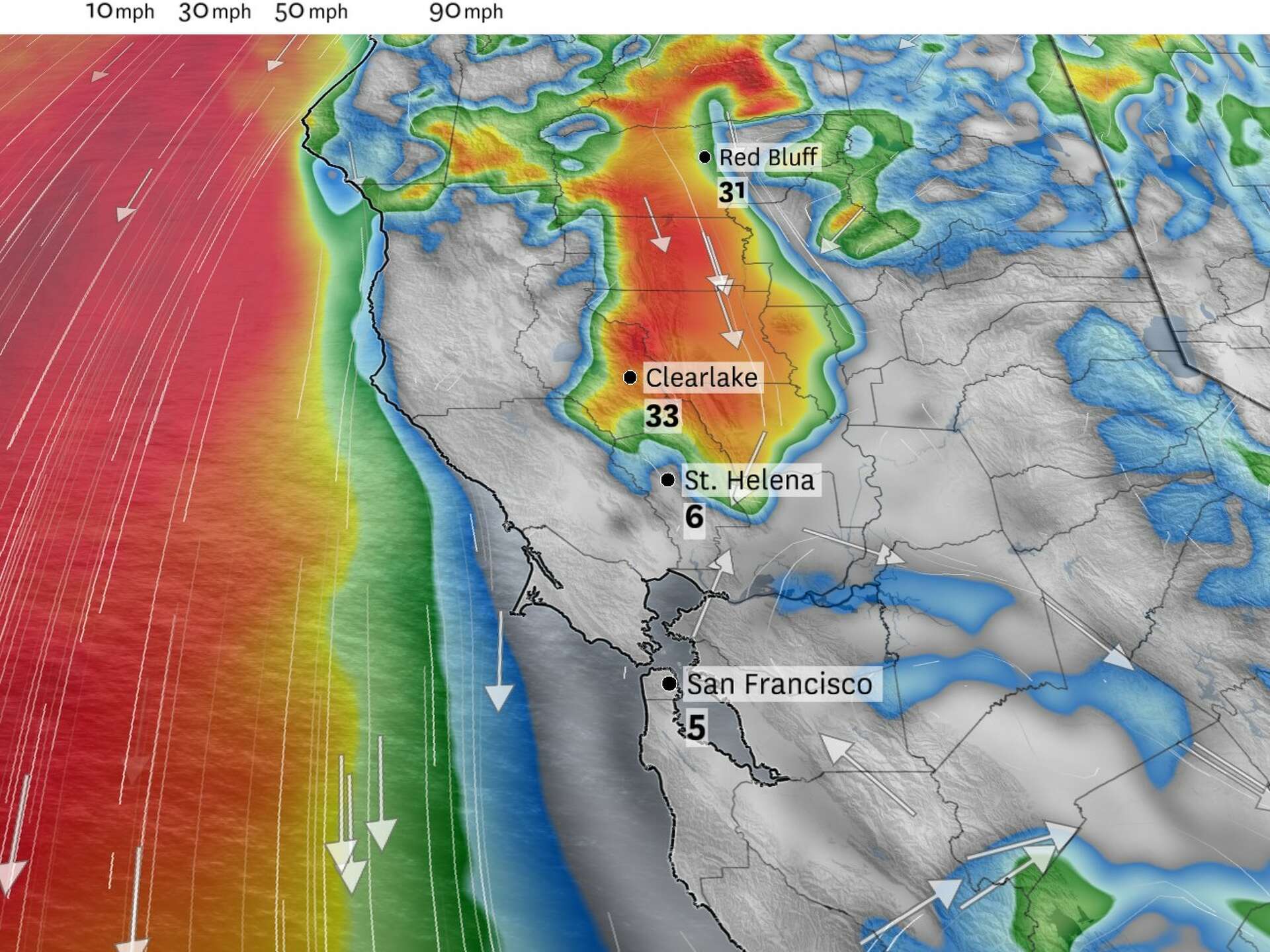 Air quality in SF Bay Area: How worse smoke gets in each region