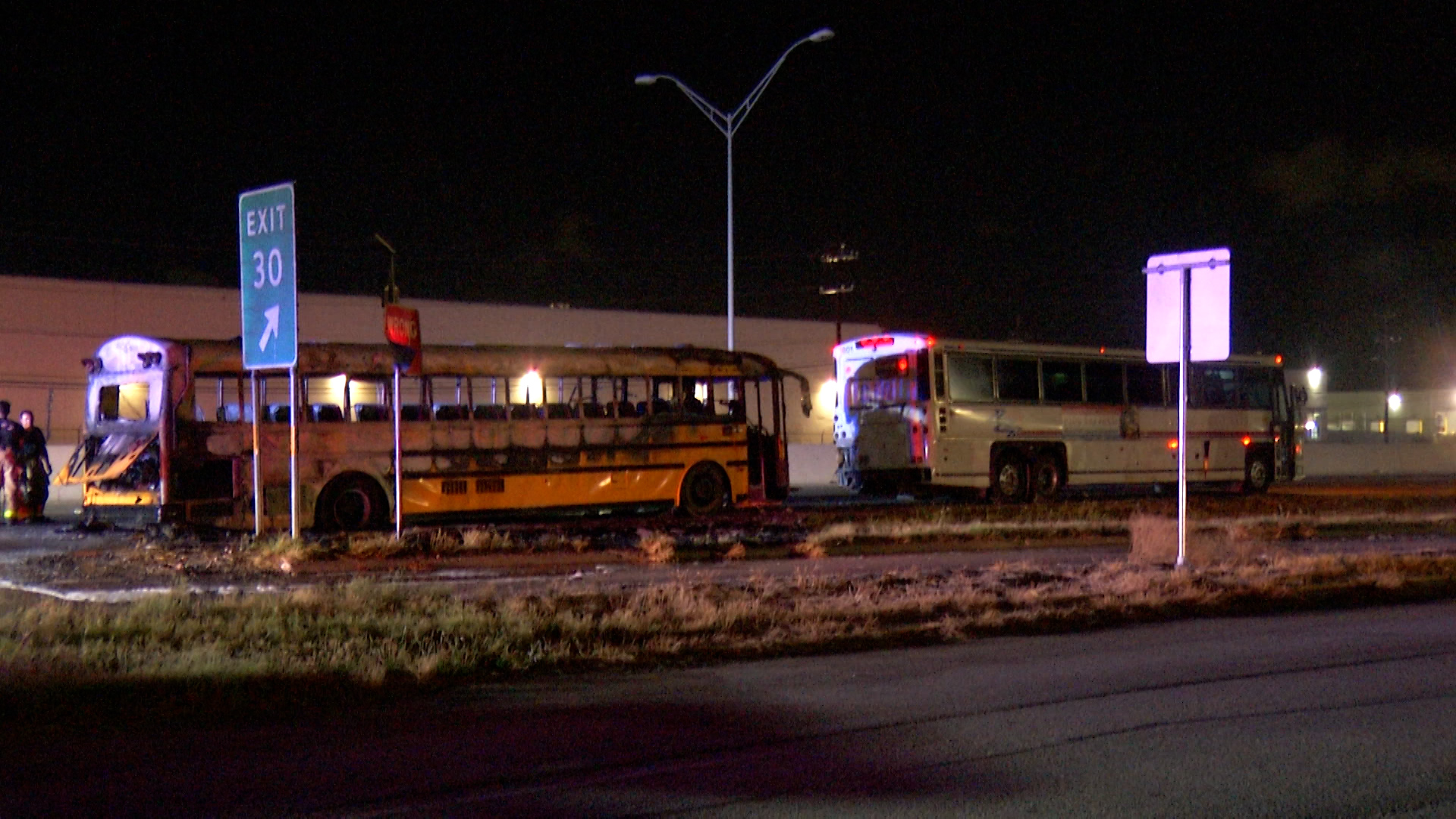 School bus being towed catches fire, shuts down portion of Loop 410