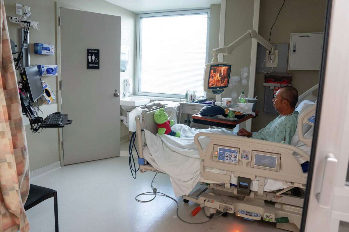 Rene Sanchez of Spring rests in the Medical Intensive Care Unit at Harris Health Lyndon B. Johnson General Hospital in Houston, TX on September 15, 2023.