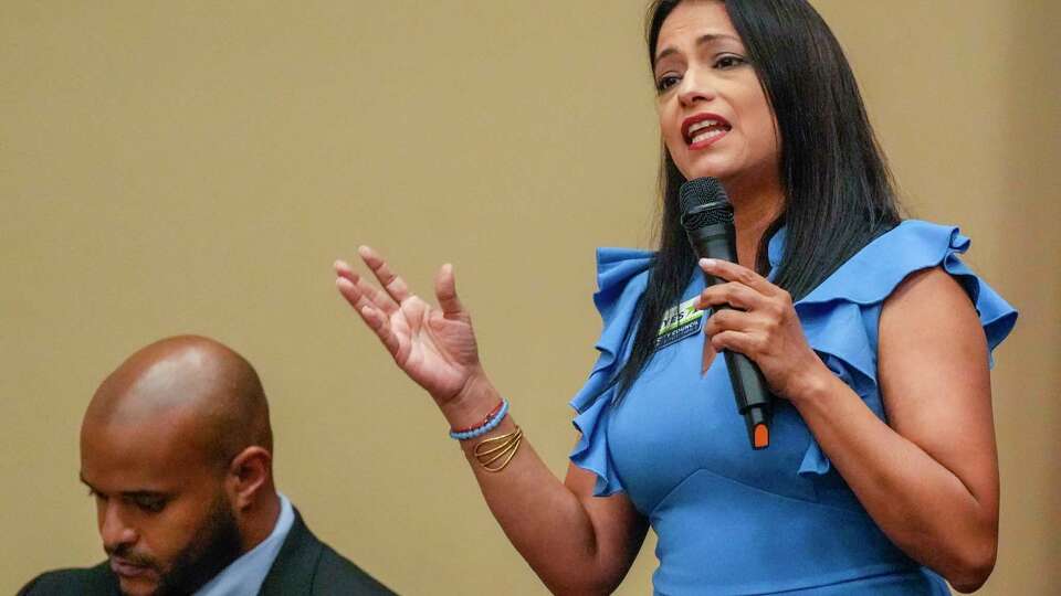 Candidate for at-large position 1 Conchita Reyes during a forum for At-Large Candidates at Acres Homes Multi Service Center on Thursday, Sept. 21, 2023 in Houston.