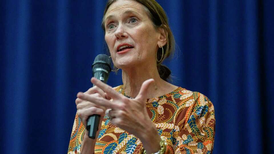 Candidate for at-large position 5 Sallie Alcorn speaks during a forum for At-Large Candidates at Acres Homes Multi Service Center on Thursday, Sept. 21, 2023 in Houston.